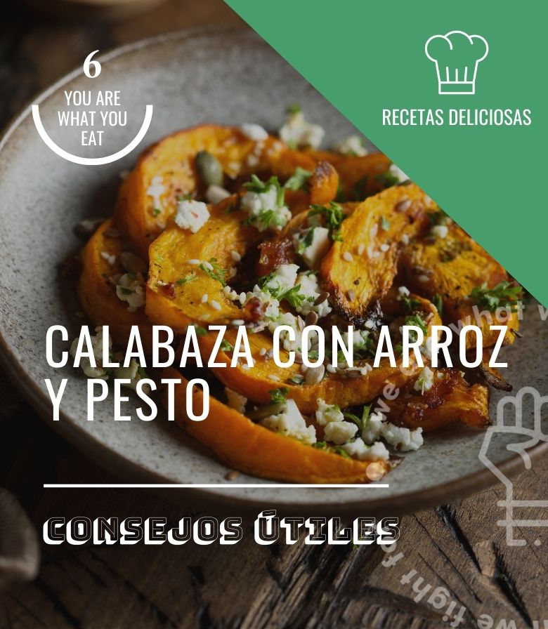 Calabaza con arroz y pesto
