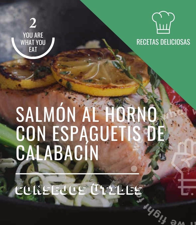 Salmón al horno con espaguetis de calabacín